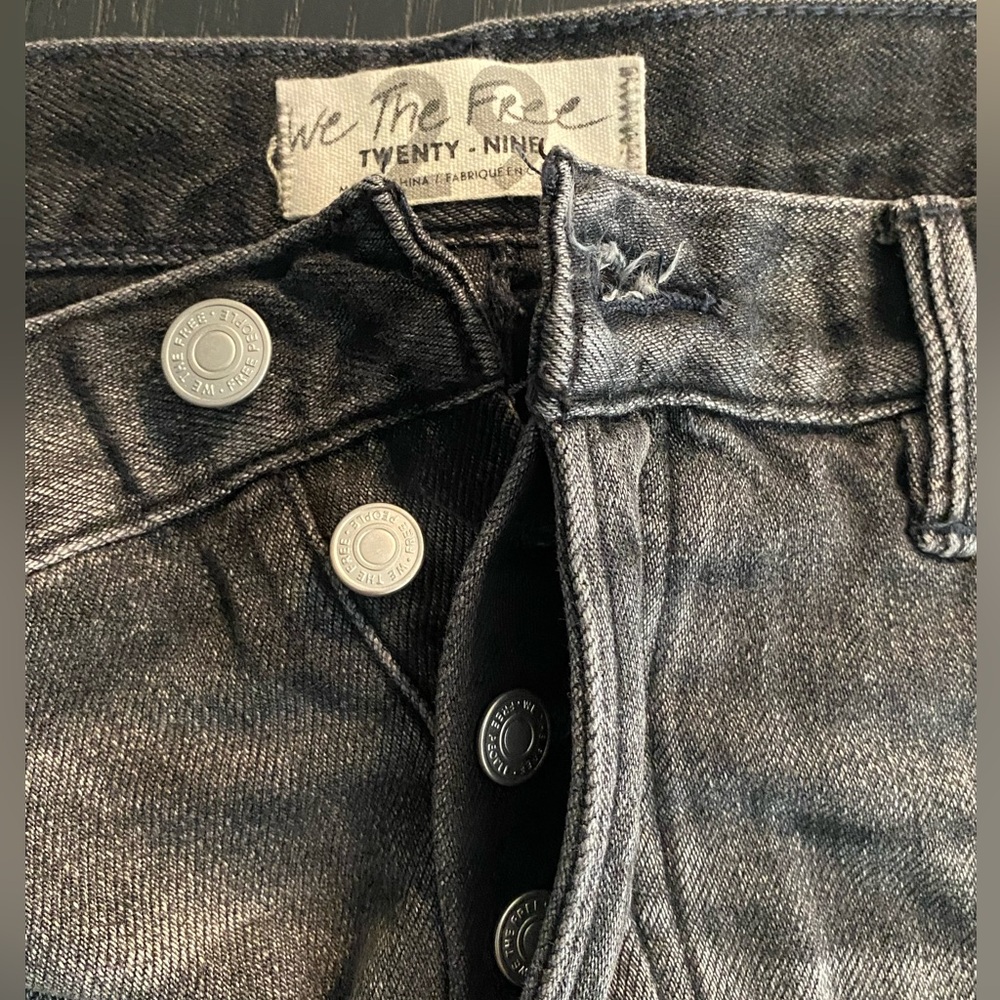 Free people size 29 Women's Distressed Black Denim Shorts - Picture 3 of 13